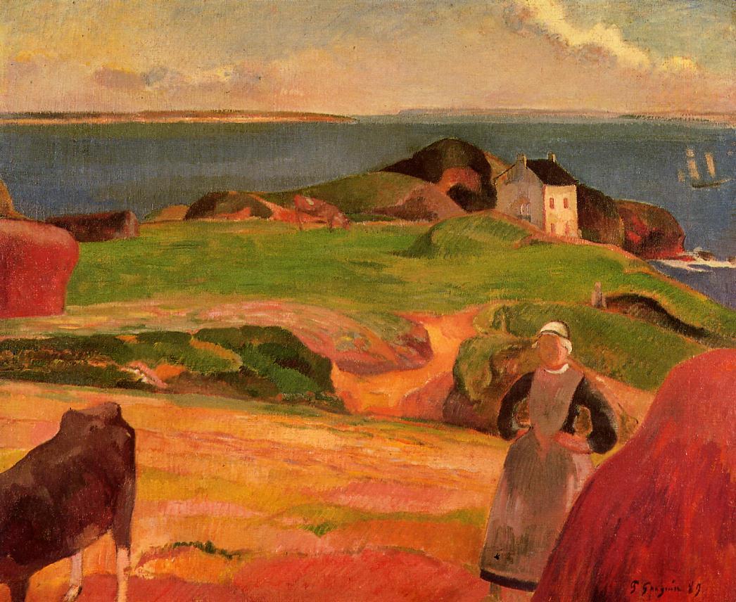Landscape at le Pouldu - the Isolated House - Paul Gauguin Painting